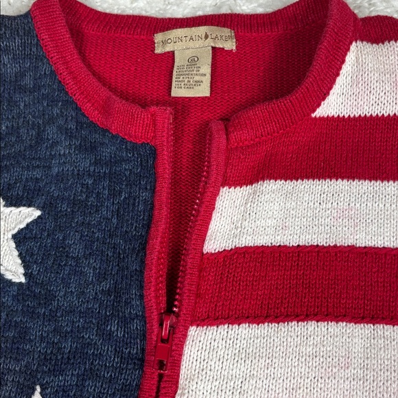 Mountain Lake Vintage 80’s Patriotic Full Zipper Sweater, Size XL 🇺🇸 - Picture 3 of 6